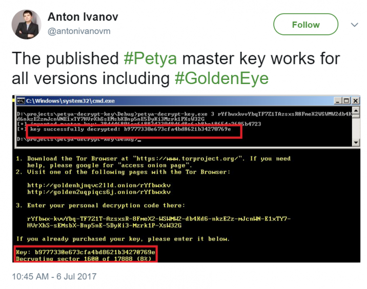 انتشار کلیدهای رمزگشایی باج‌افزار Petya